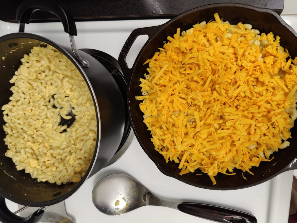 Layering Macaroni and Cheese